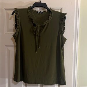 Tommy Hilfiger Dark Green Ruffle Sleeveless Blouse